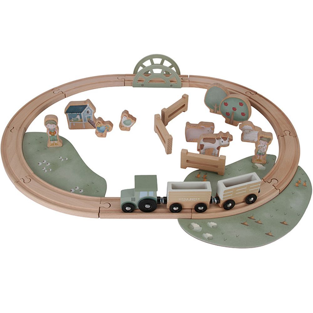 Circuit de train en bois Little Farm (Little Dutch) - Image 1