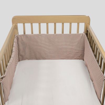 Tour de lit Praliné Vichy Rayures Moka (120x60 cm) (Walking Mum) - Image 3