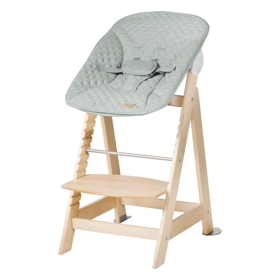 Chaise Haute Évolutive Born Up Avec Transat Déperlant Et Inclinable Roba Style Naturel - Vert Givré (Roba) - Image 3
