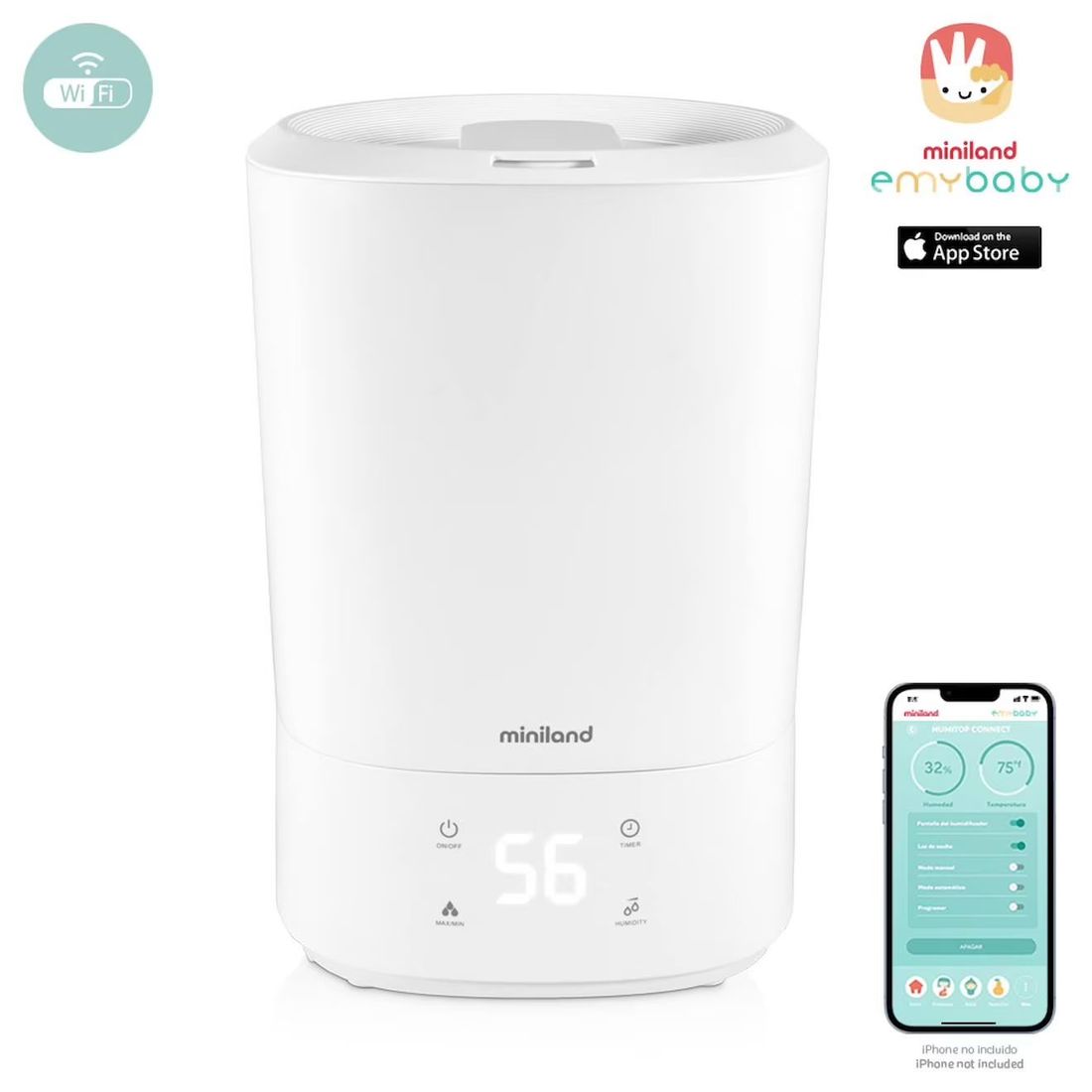 Humidificateur Wifi Humitop Connect Blanc (Miniland) - Couverture