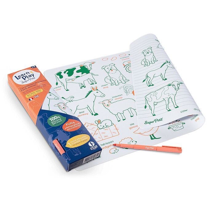 Set de Table à Colorier Réversible et son Feutre - Les Animaux de la Ferme (Super Petit) - Image 2