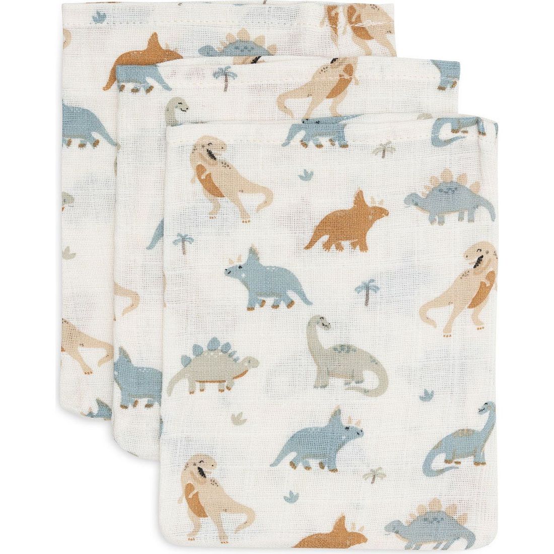 Lot de 3 gants de toilette en gaze de coton Roarsome (Jollein) - Couverture