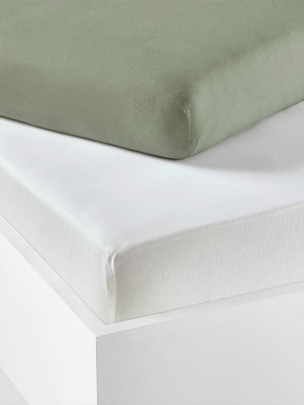 Lot de 2 draps-housses bébé en jersey extensible vert sauge (Vertbaudet) - Couverture