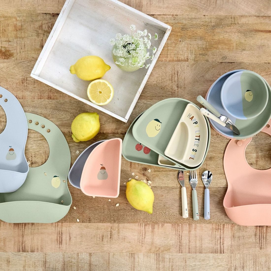 Bavoir en silicone avec poche Happy Fruits Citron (Lassig) - Image 4