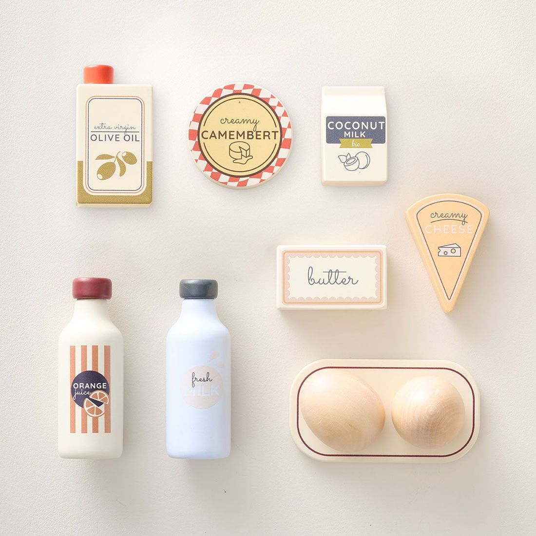 Petite Amélie | Set d'aliments en bois pour dinette | 10 pièces | Jeu d'imitation en bois naturel pour enfant | Motricité fine (Petite Amélie) - Couverture
