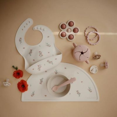 Set de table en silicone Pink Flowers (Mushie) - Image 3
