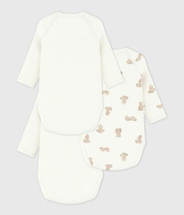 Lot de bodies croisés manches longues bébé mixte en coton imprimé oursons (Petit Bateau) - Image 1