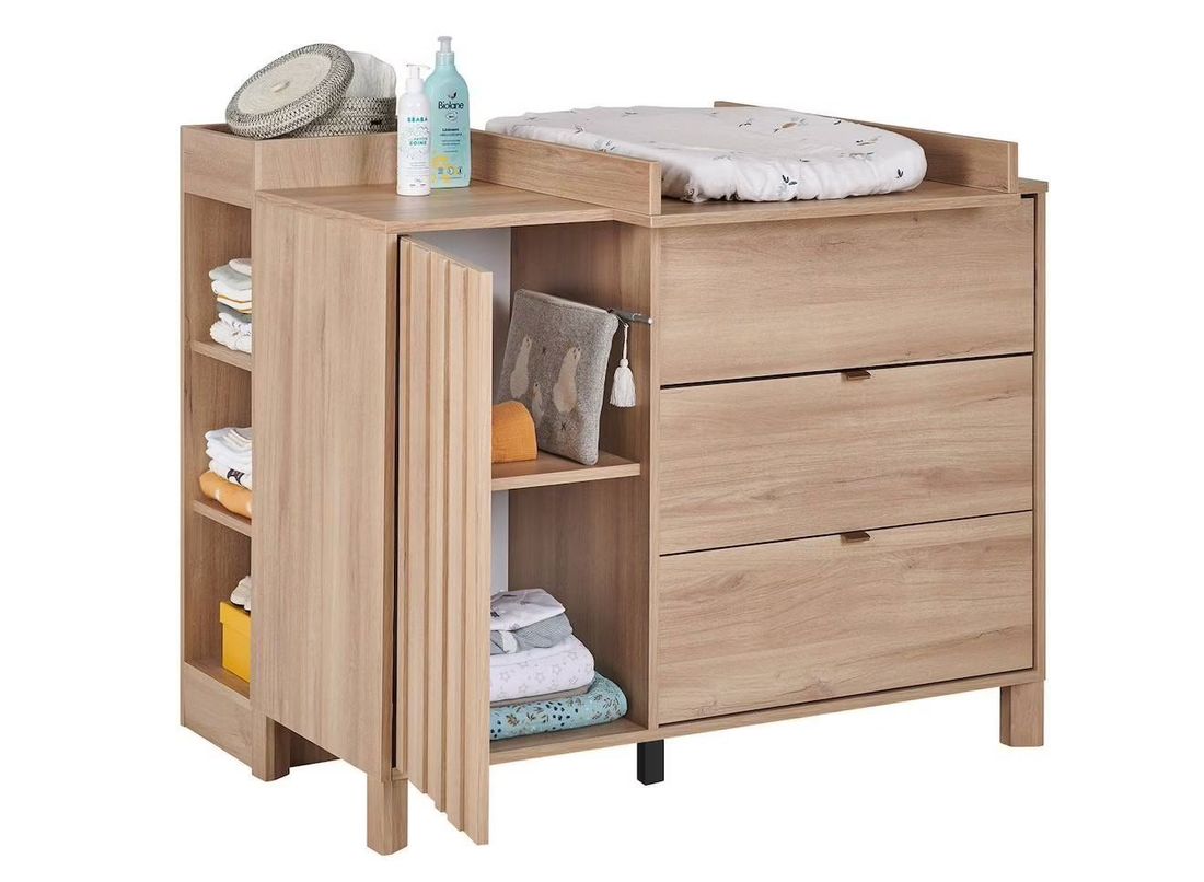 Commode 3 Tiroirs 1 Porte Julia Chêne (Nateo Concept) - Image 2