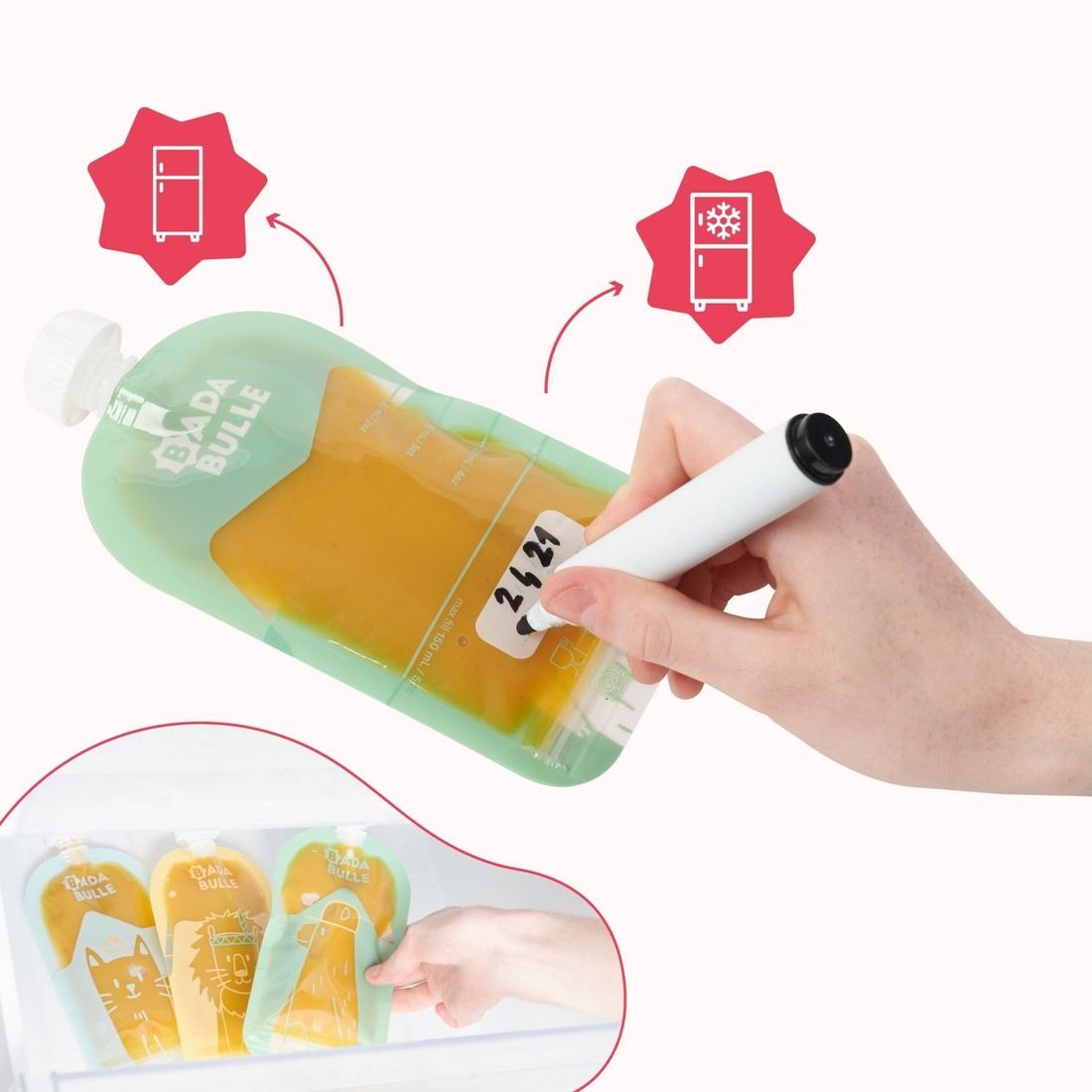 Lot de 15 gourdes réutilisables (150 ml) (Badabulle) - Image 3