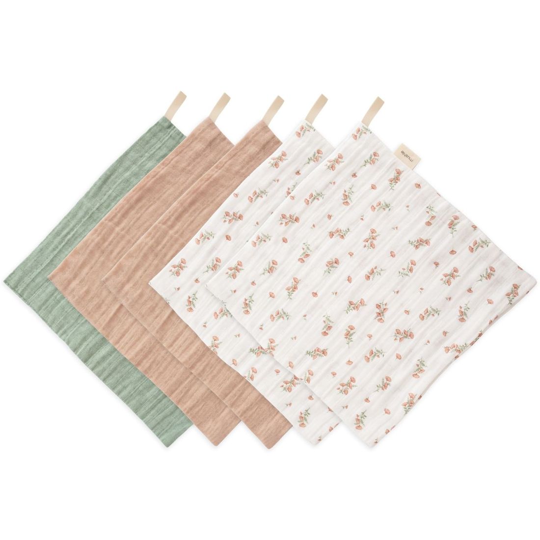 Lot de 5 gants de toilette Pink Flowers (Mushie) - Image 5