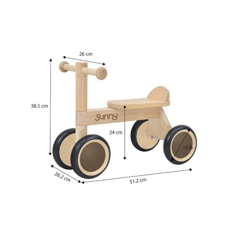 Chariot marche mini 4 roues bois (Sunny) - Image 2