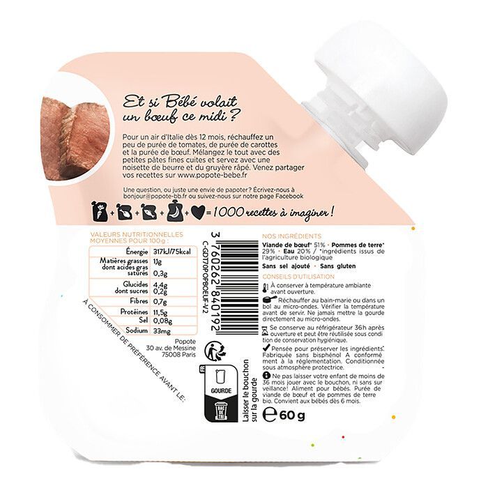 Gourde Repas Bio Boeuf - 60 g (Popote) - Image 2