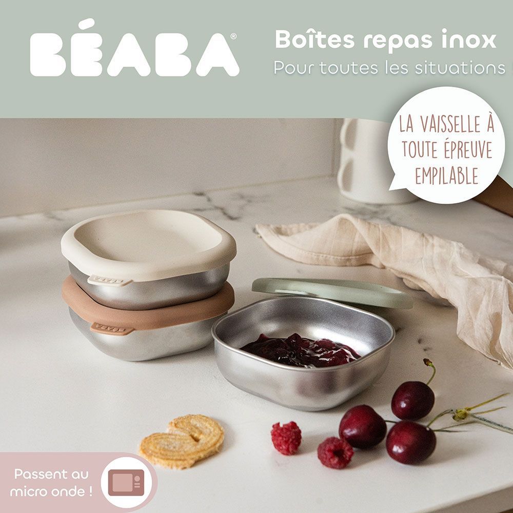 Lot de 3 boîtes repas multi-usage en inox (Béaba) - Image 2