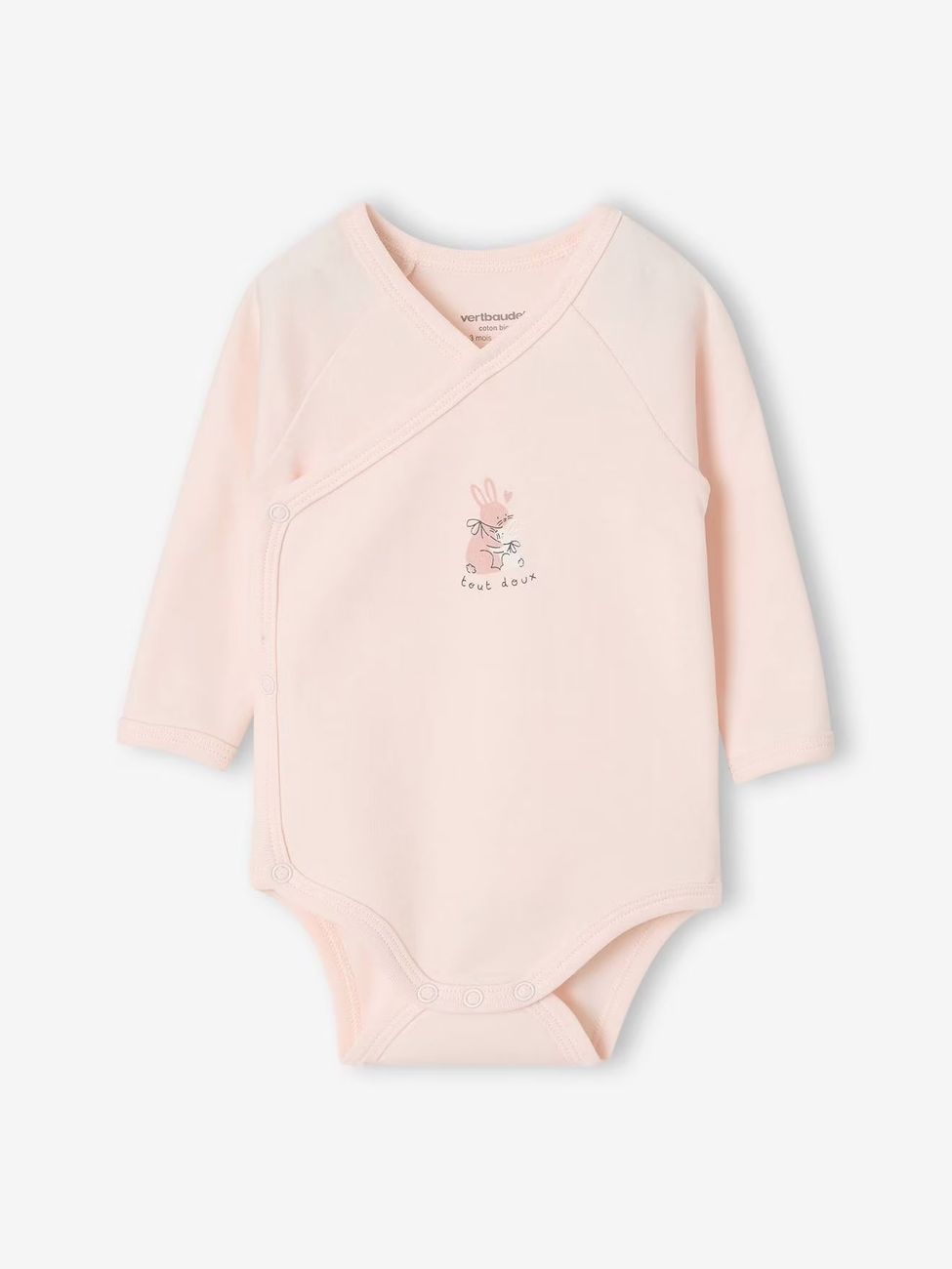 Lot de 2 bodies naissance manches longues rose pâle (Vertbaudet) - Image 1