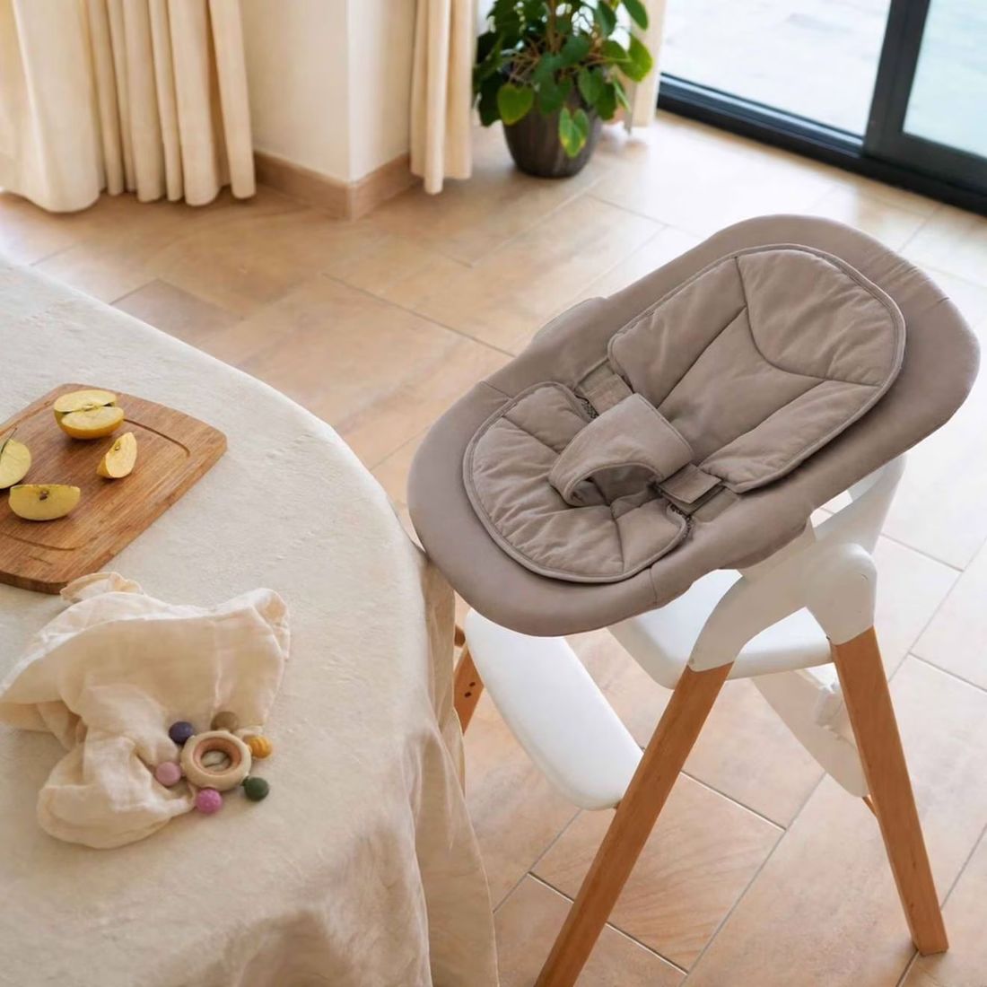Pack Chaise Haute Et Transat Évolutif Shady Grey Blanc (Bo Jungle) - Image 1