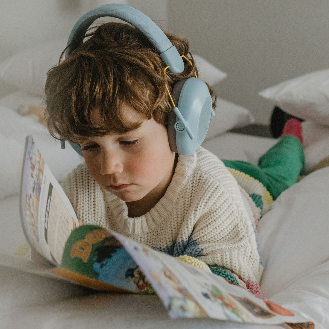 Casque anti-bruit enfant KIDYNOISE bleu à coques interchangeables (Kidywolf) - Image 1