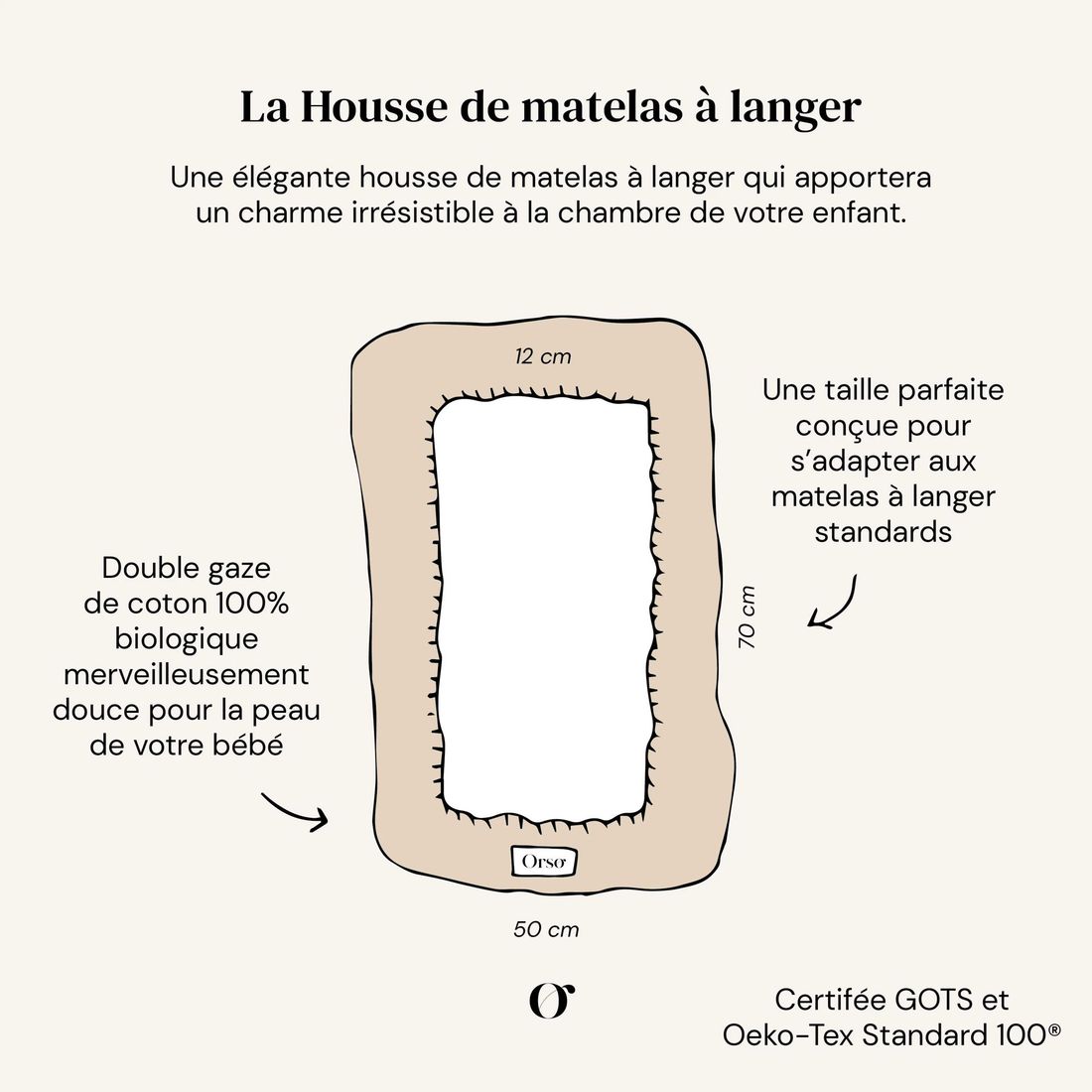 Housse matelas à langer Bruyère Bois de Rose (Orso Paris) - Image 3