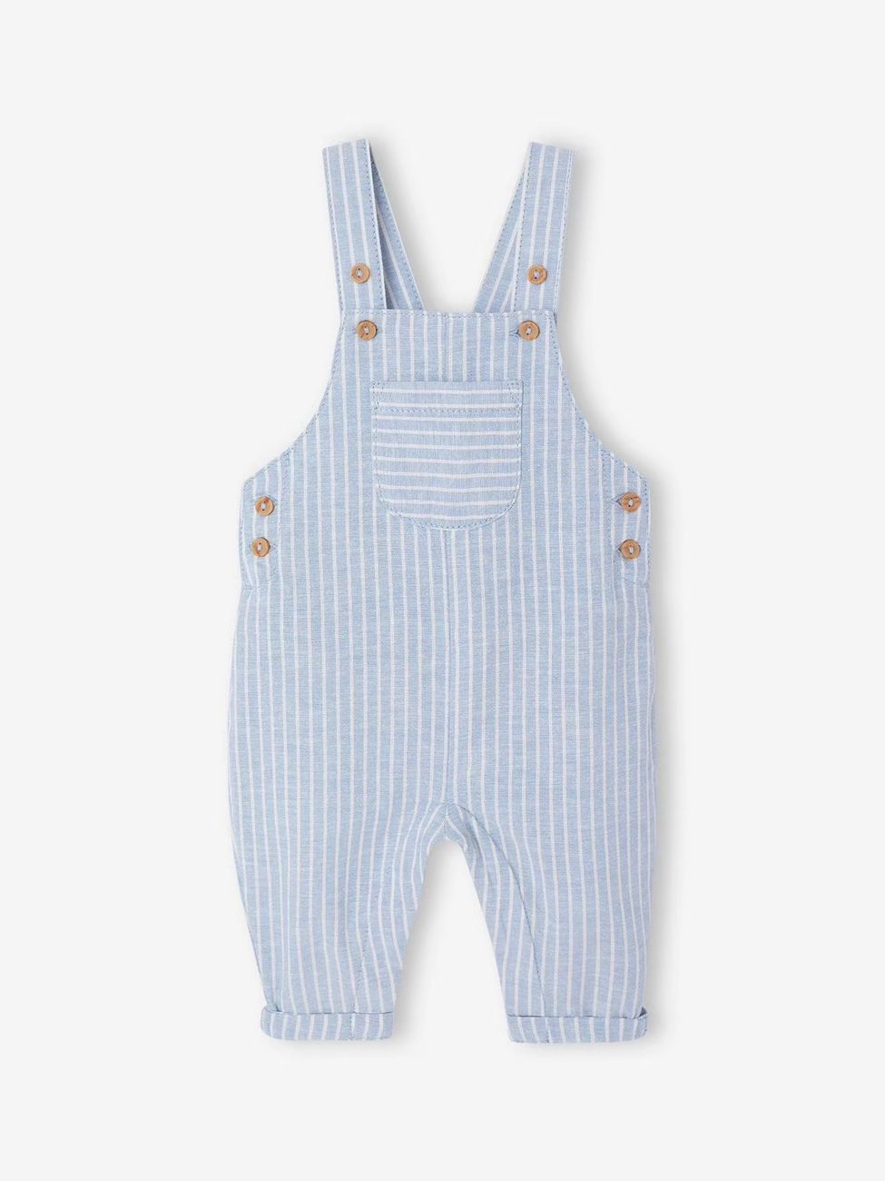 Ensemble bébé naissance cérémonie chemise salopette en lin et coton bleu (Vertbaudet) - Image 2