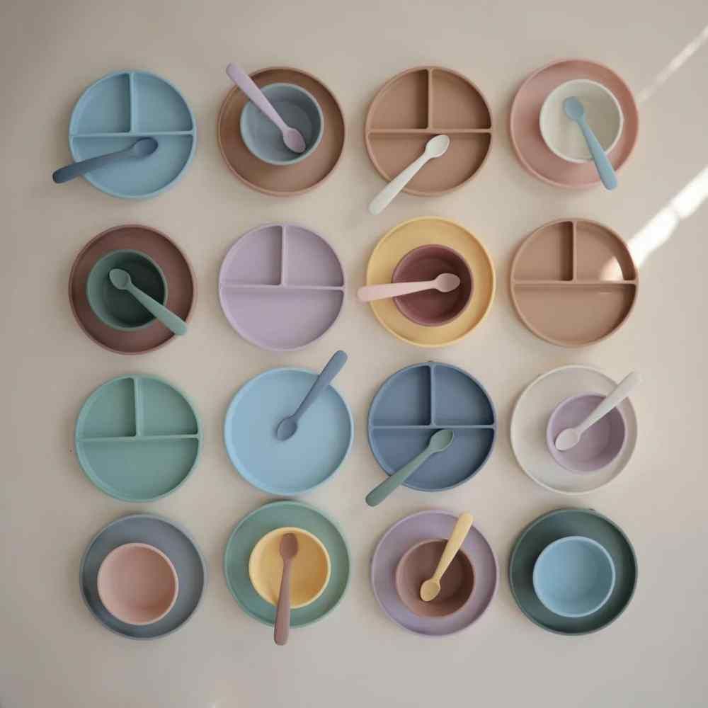 Assiette à compartiments en silicone avec ventouse Pale Daffodil (Mushie) - Image 5