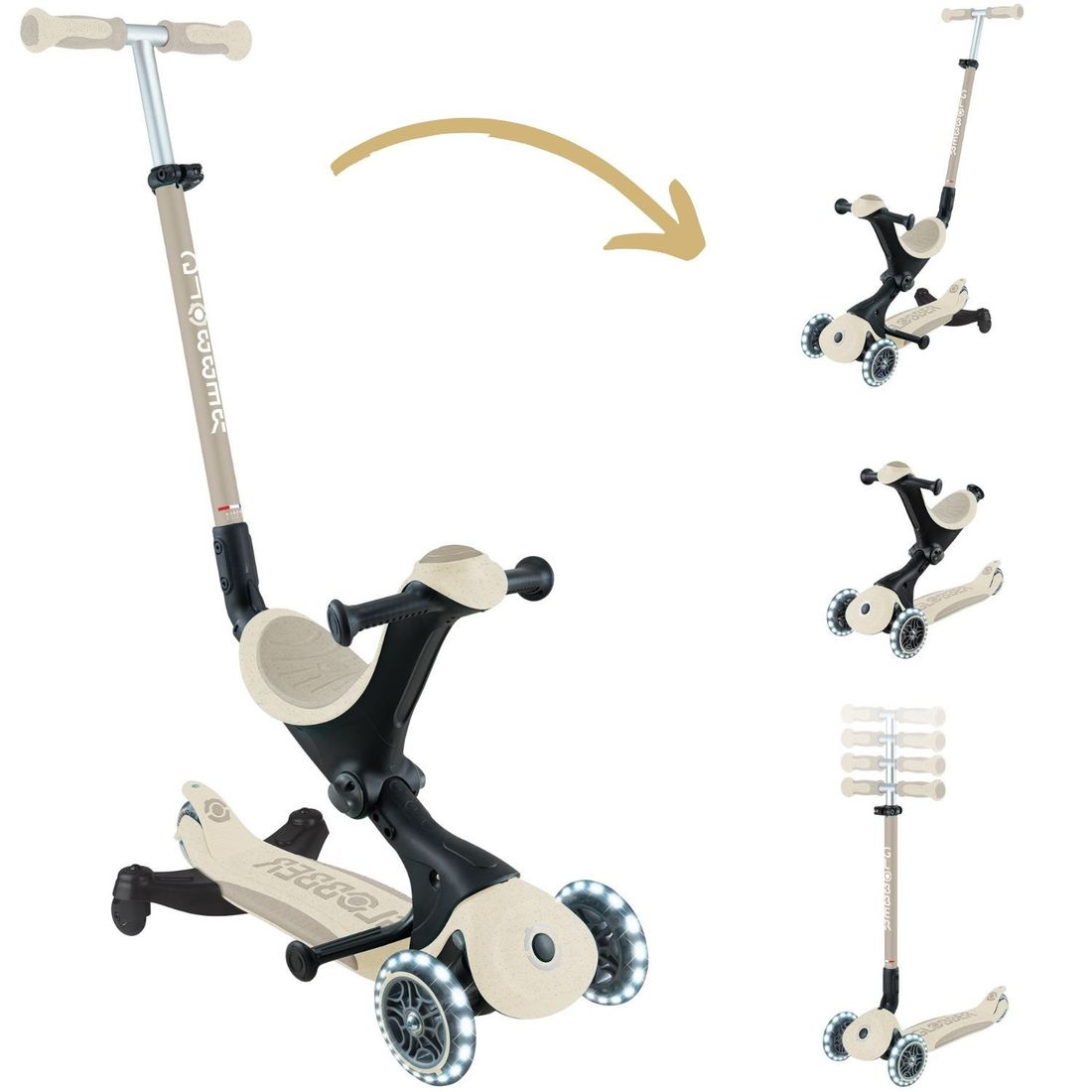 Trottinette Go up Deluxe Lights eco-logic 360° Sable (Globber) - Couverture