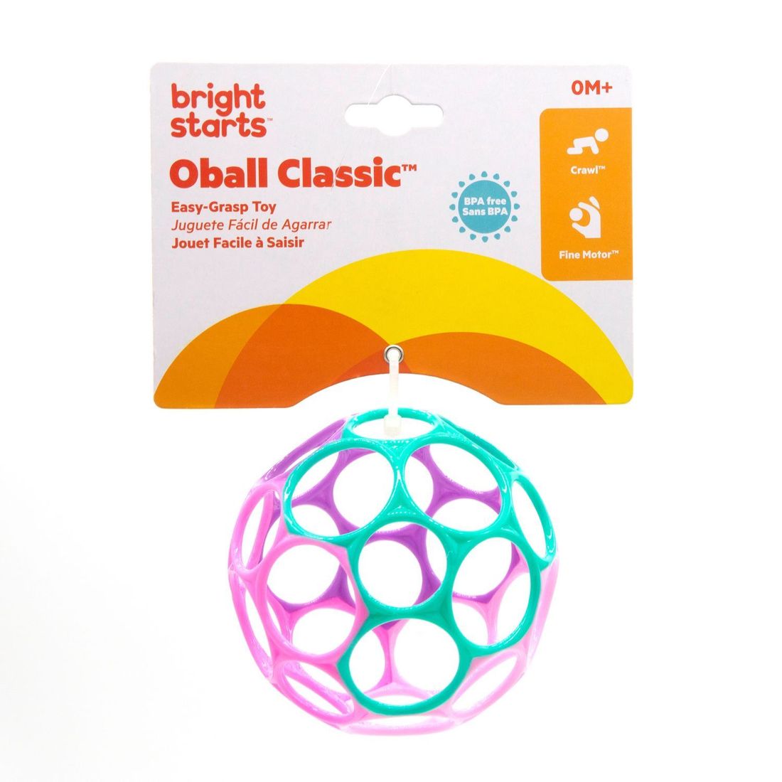 Balle hochet souple rose et violet (Oball) - Image 4