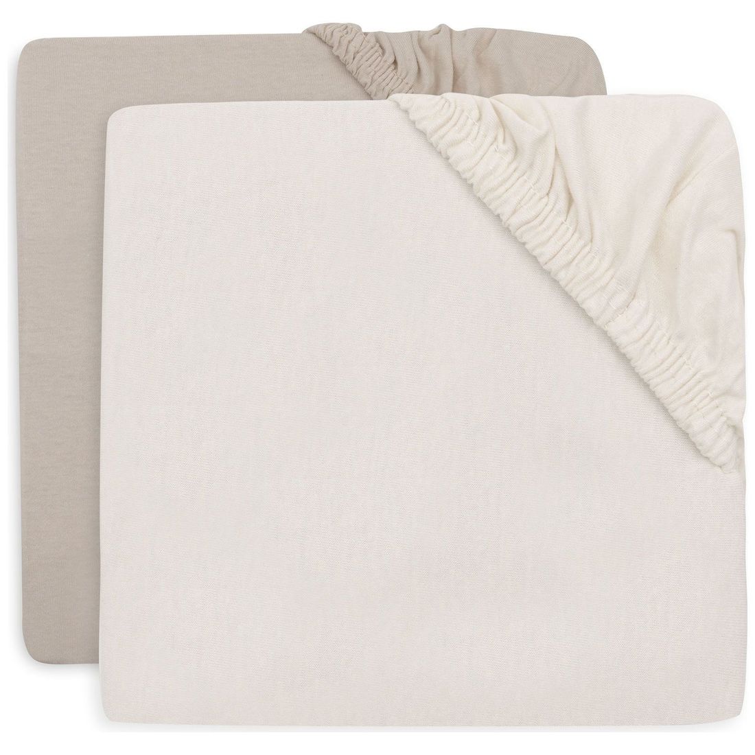 Lot de 2 draps housses en jersey pour matelas de parc Oatmeal-Sand (75 x 95 cm) (Jollein) - Couverture