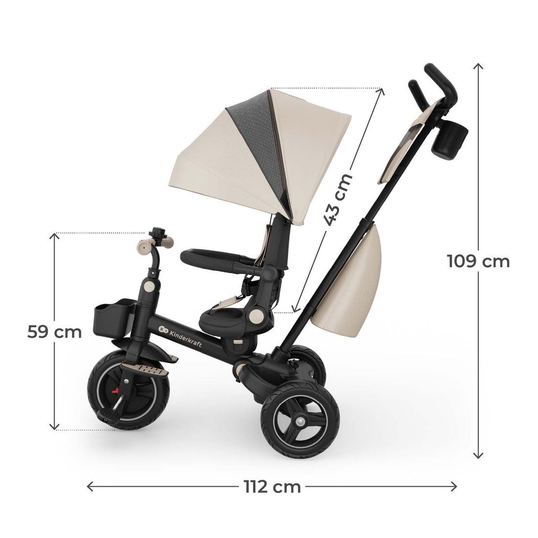 Tricycle pour enfants SPINSTEP 2 PLUS beige (Kinderkraft) - Image 9