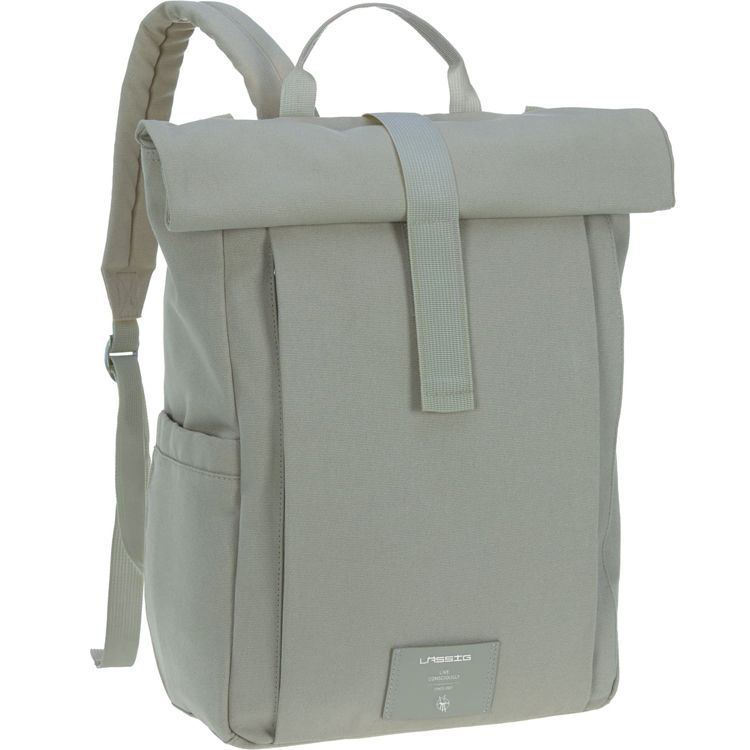 Sac à dos à langer Rolltop Up vert argenté Green Label (Lassig) - Image 1