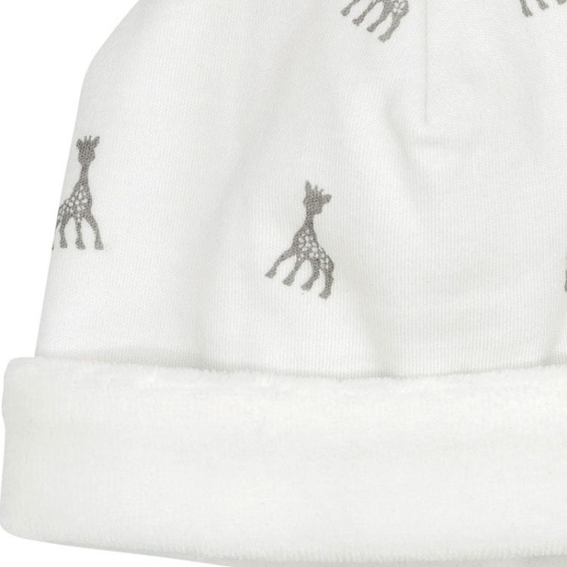 Bonnet de naissance en coton blanc Sophie la girafe (1-3 mois) (Trois Kilos Sept) - Image 1