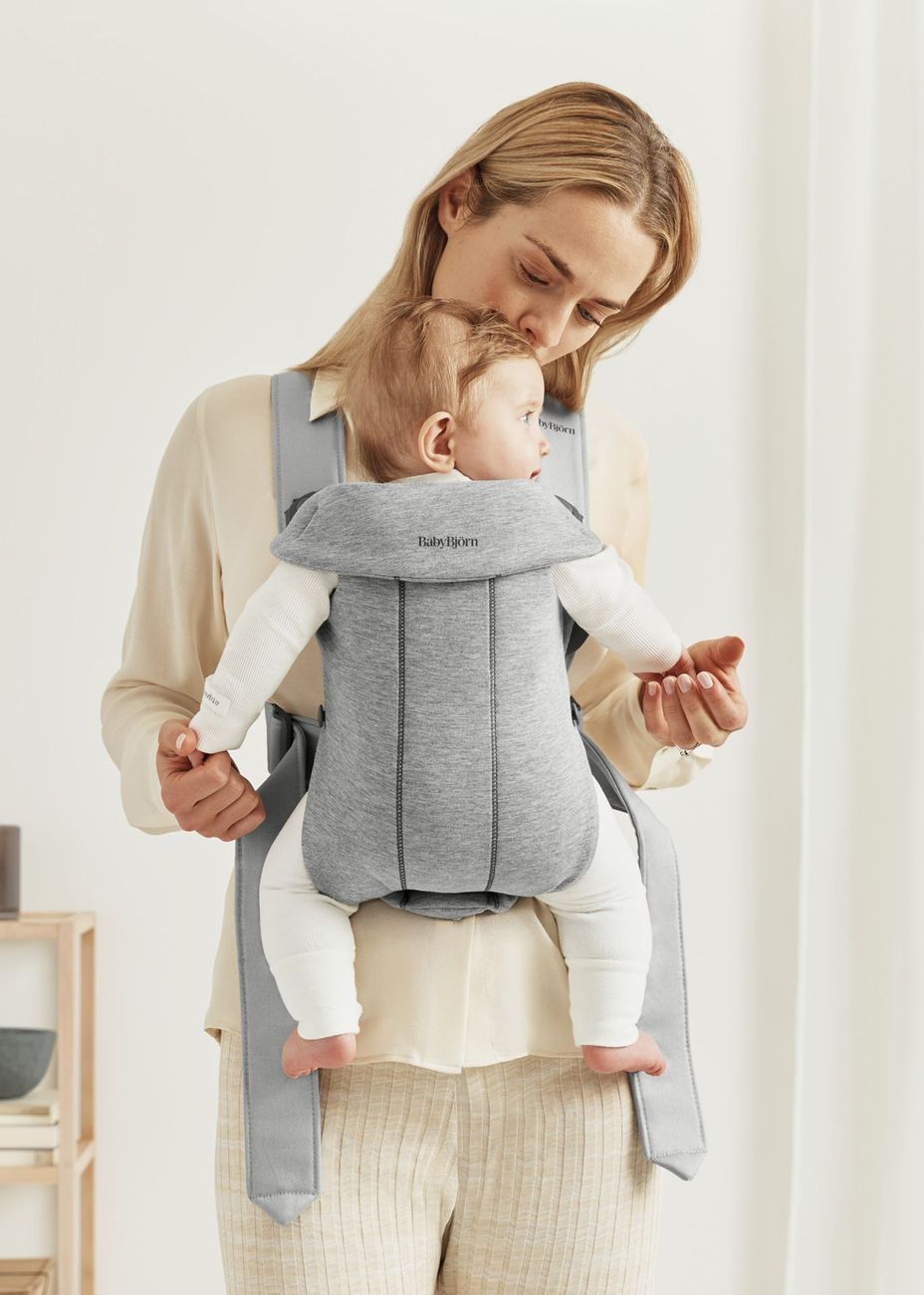 Porte-bébé Mini - Gris clair / Jersey 3D (BabyBjörn) - Image 2