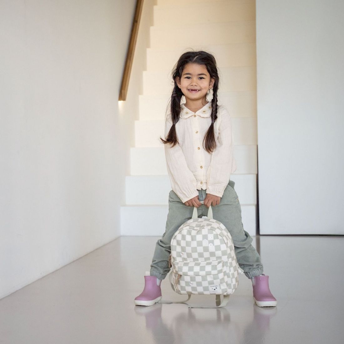 Sac à dos enfant Nostalgia Pâquerettes beige et vert (31 cm) (Kidzroom) - Image 1