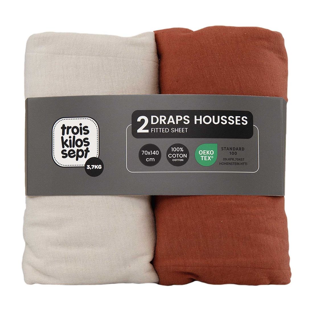 Lot de 2 draps-housses lit bébé (Trois Kilos Sept) - Image 1