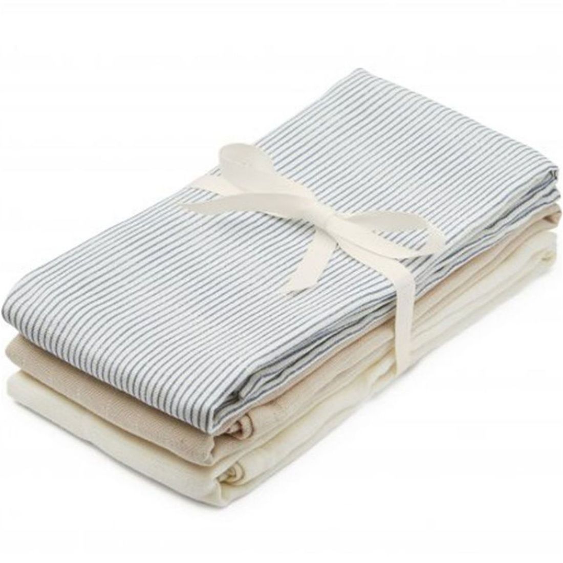 Lot de 3 langes bébé en coton bio Classic Stripes Blue (70 x 70 cm) (Cam Cam Copenhagen) - Couverture