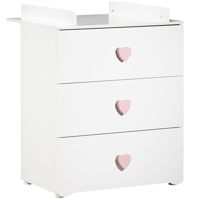 Commode à langer New Basic Boutons coeur rose (Baby Price) - Couverture