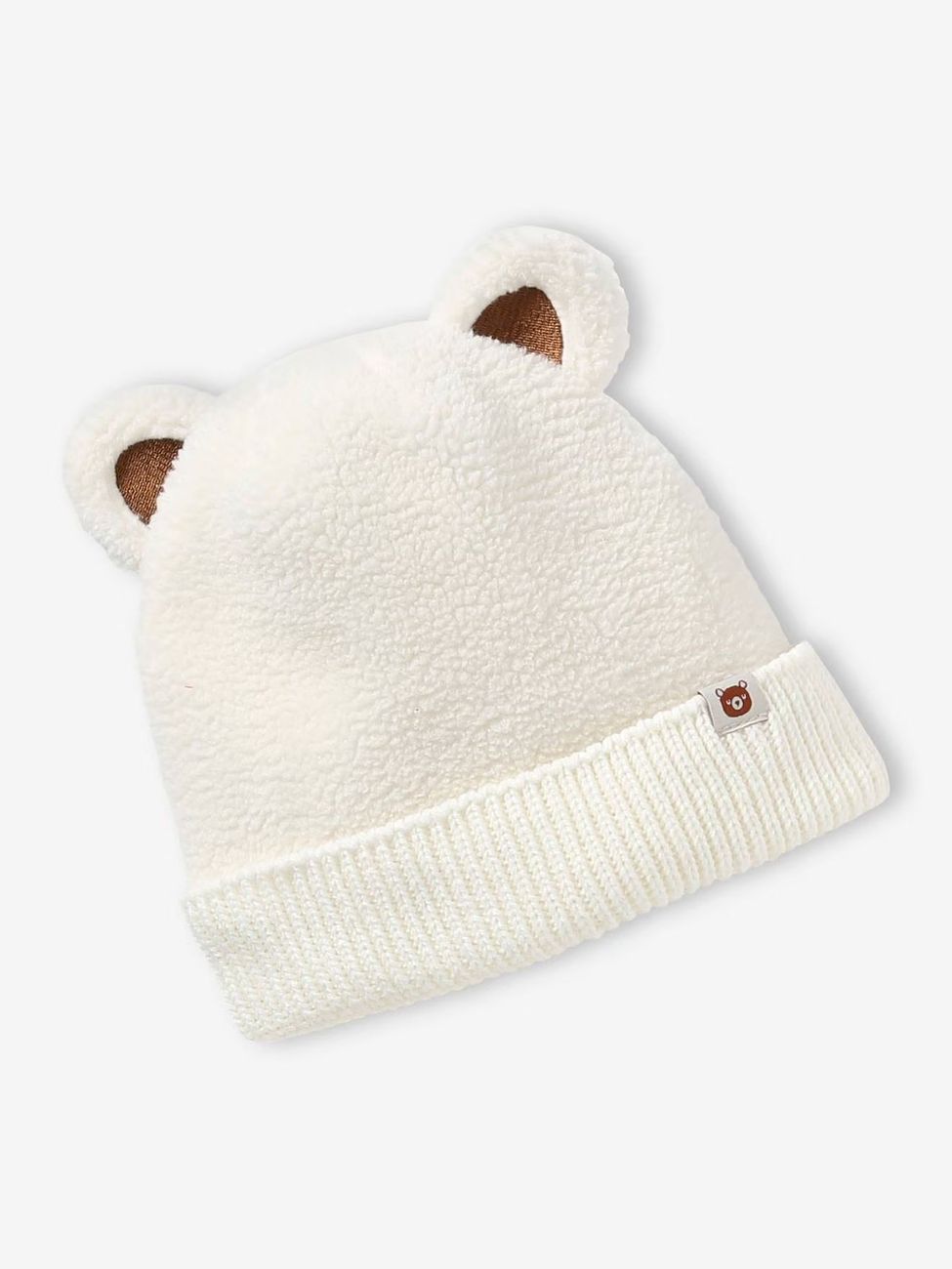Ensemble "Bear Mood" bébé garçon bonnet + snood + moufles en sherpa écru (Vertbaudet) - Image 1
