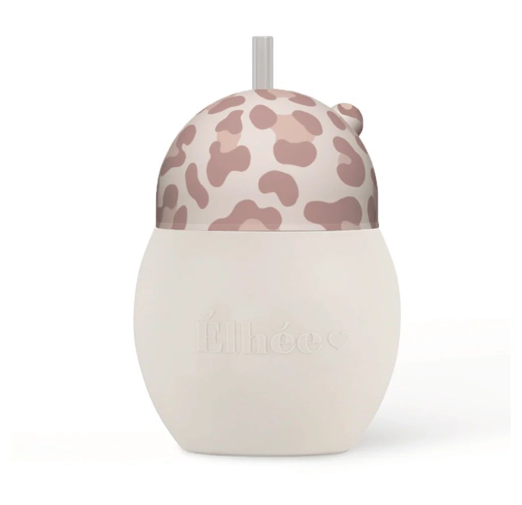 Tasse à paille lestée léopard 240 ml | Graouu Pink 9m+ | Coconut (Elhée) - Image 1