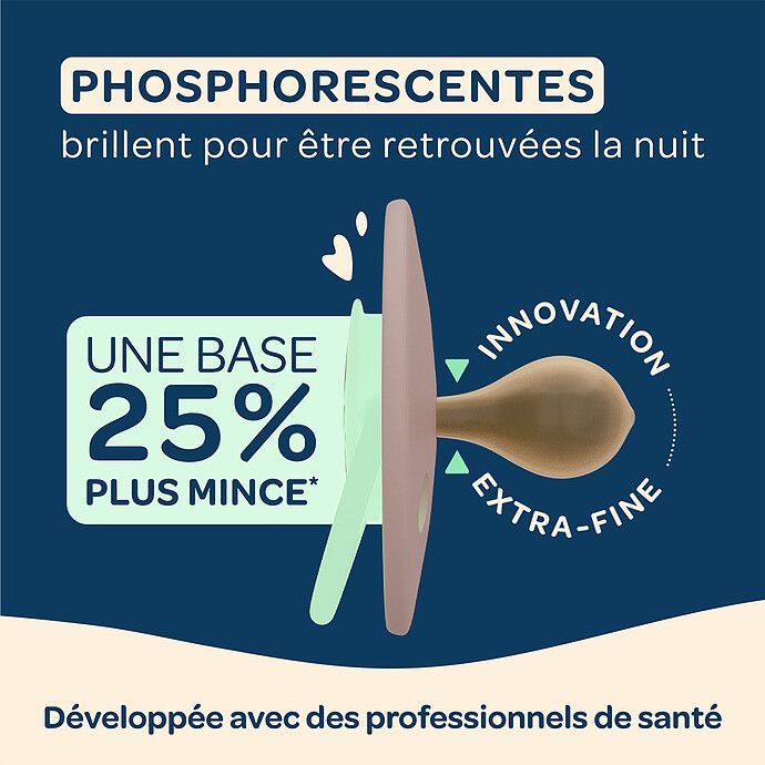 Lot de 2 Sucettes Rondes Nuit Beige Clair et Marron - 0/6 Mois (Biolane) - Image 3