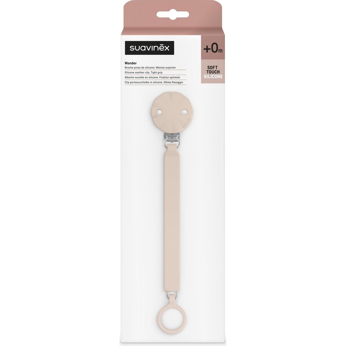 Attache sucette en silicone Wonder Mauve Chalk (Suavinex) - Image 3