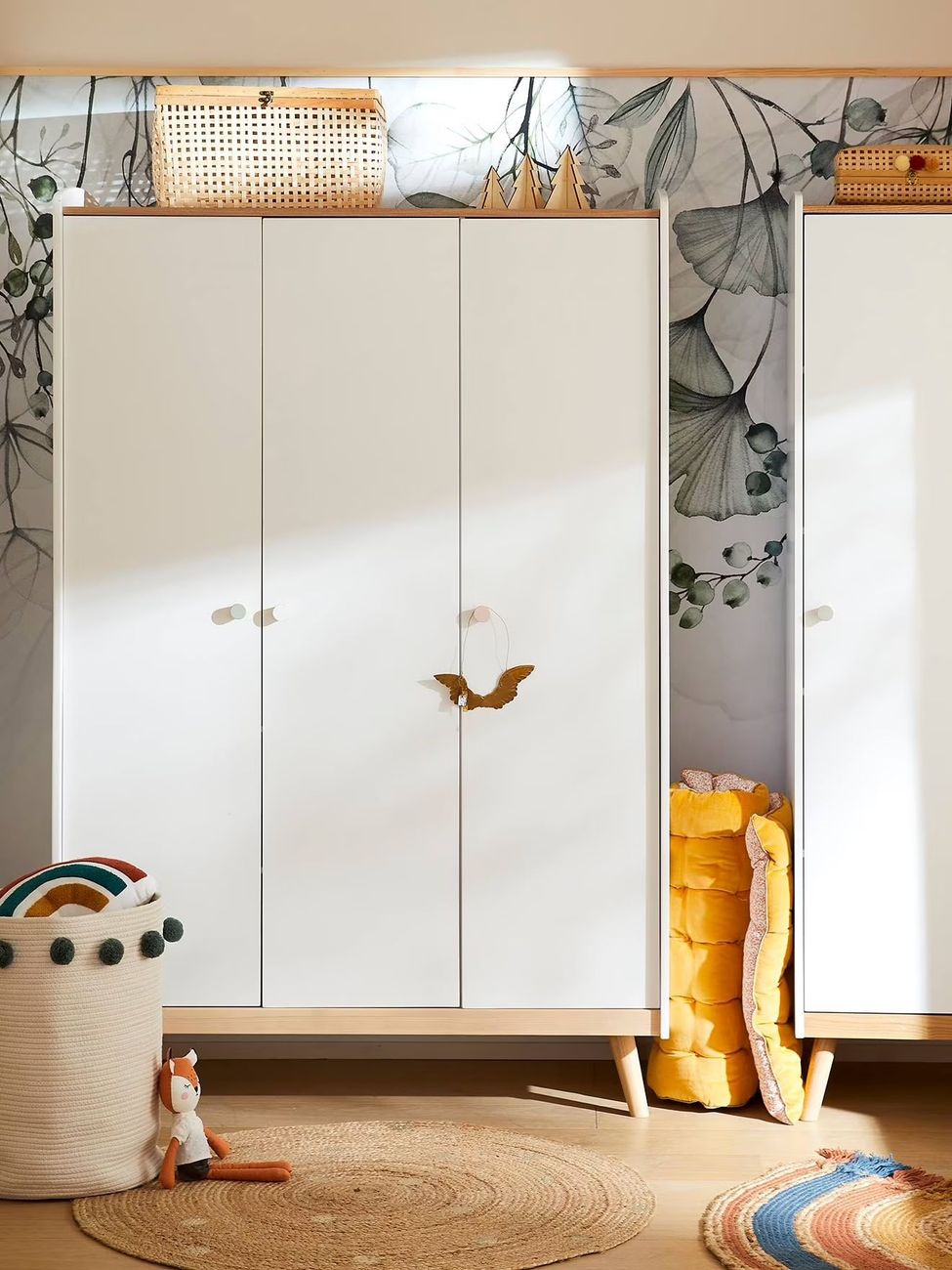Armoire 3 portes CONFETTI blanc/bois (Vertbaudet) - Image 2