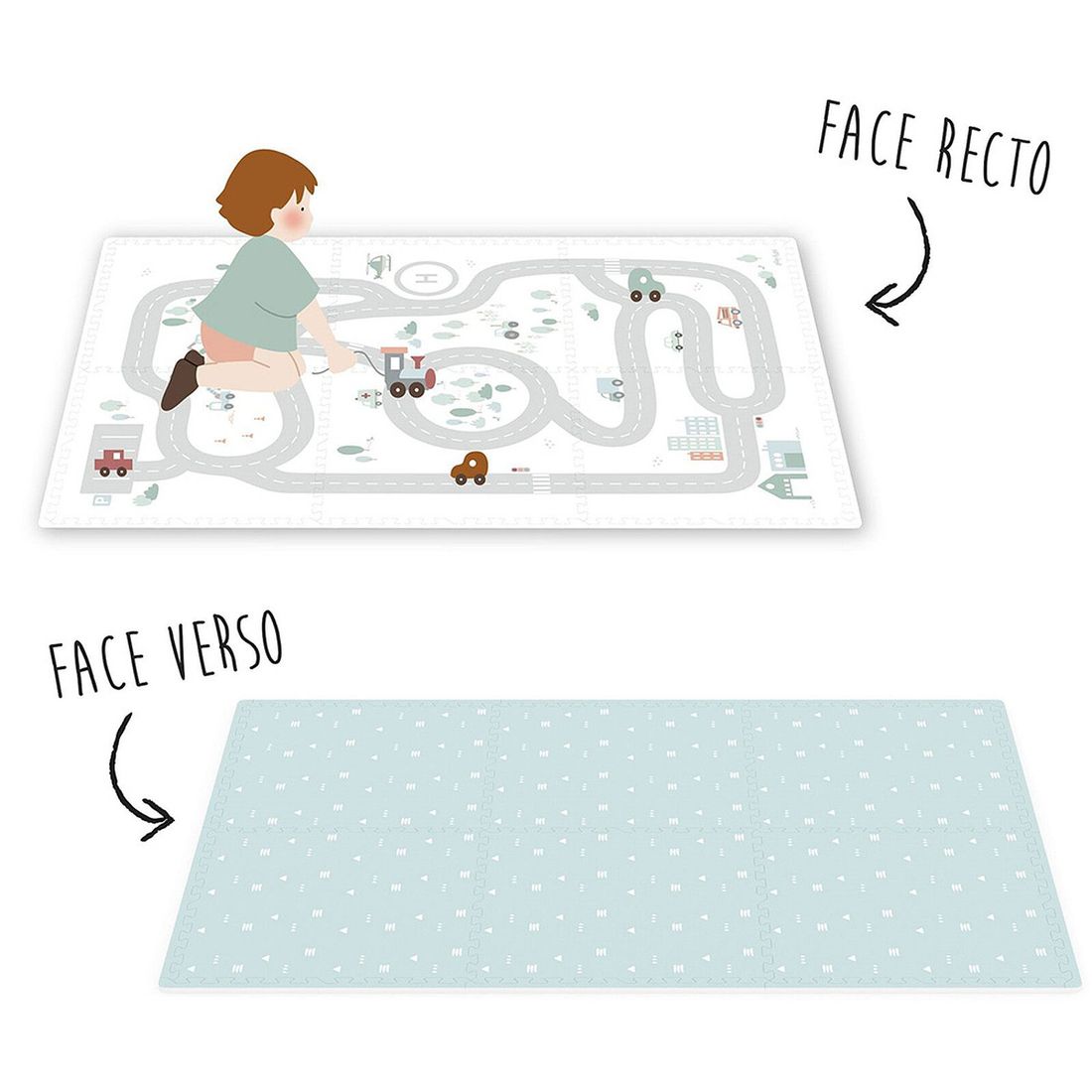 Tapis de Jeux Réversible TILOO - Roadmap & Icons (Play & Go) - Image 1