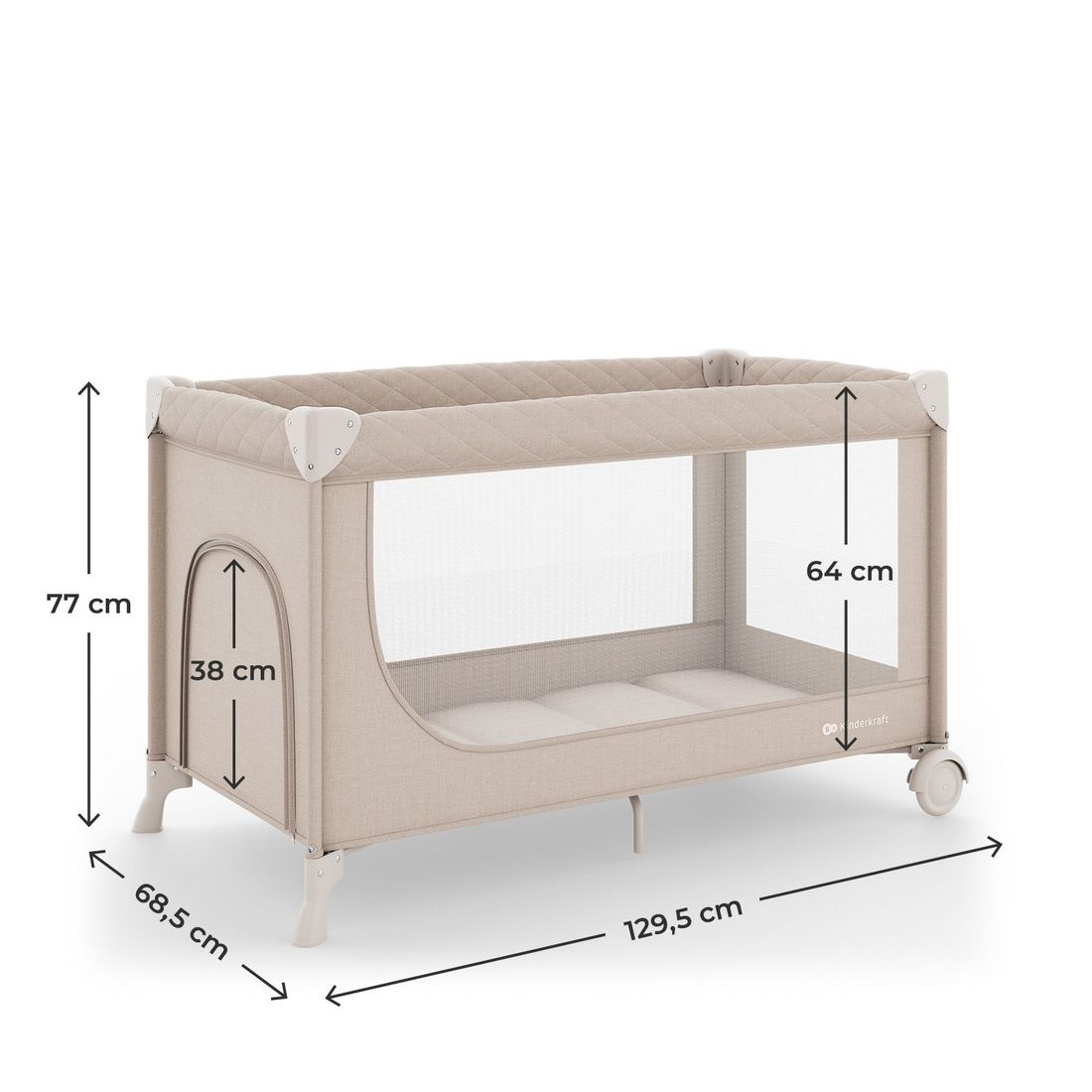 Lit bébé et lit de voyage 2 en 1 LEODY UP beige (Kinderkraft) - Image 7