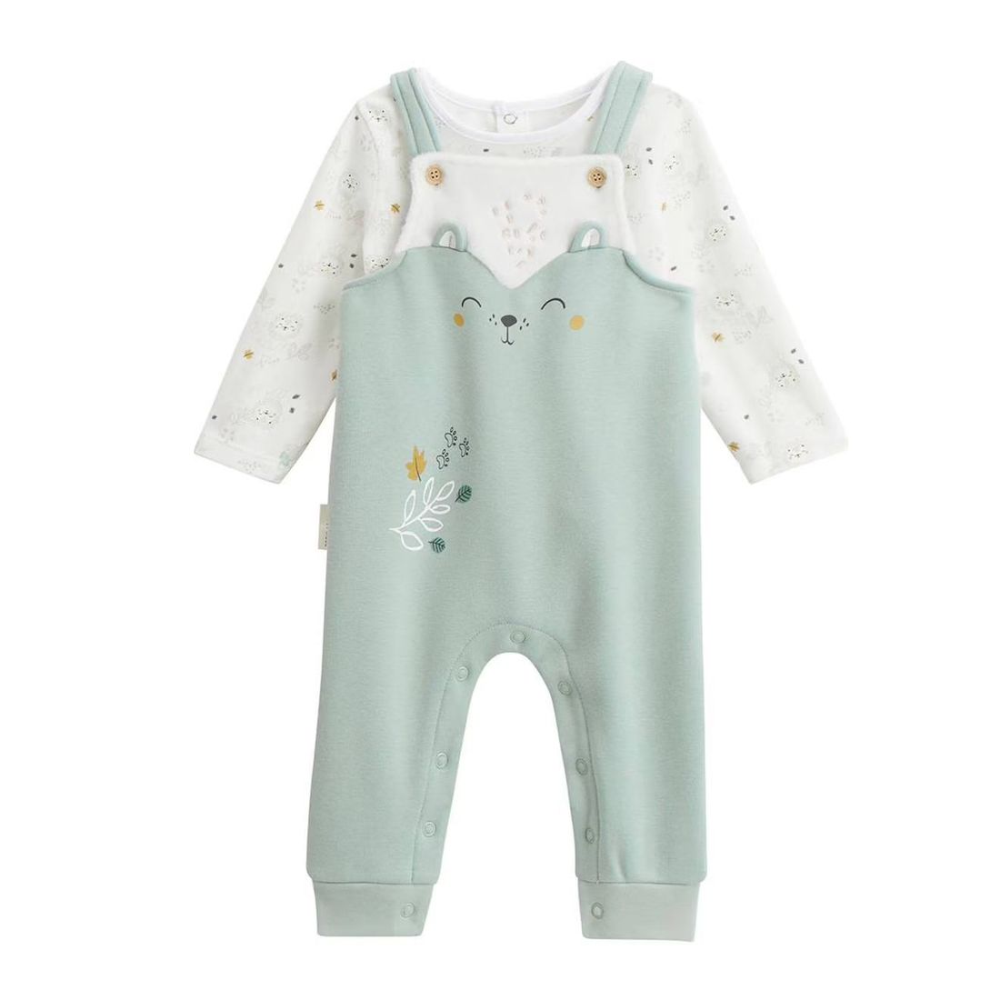 Ensemble Salopette Bébé En Molleton Ultra Chaud Et T-shirt Kenya Vert (Petit Beguin) - Image 1