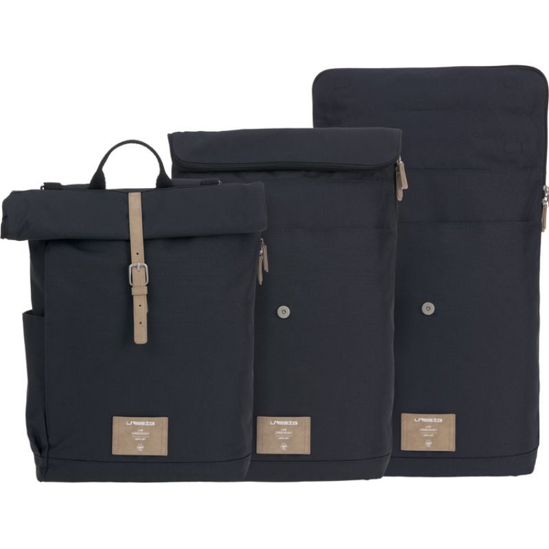 Sac à dos à langer en polyester recyclé Rolltop bleu nuit (Lassig) - Image 4
