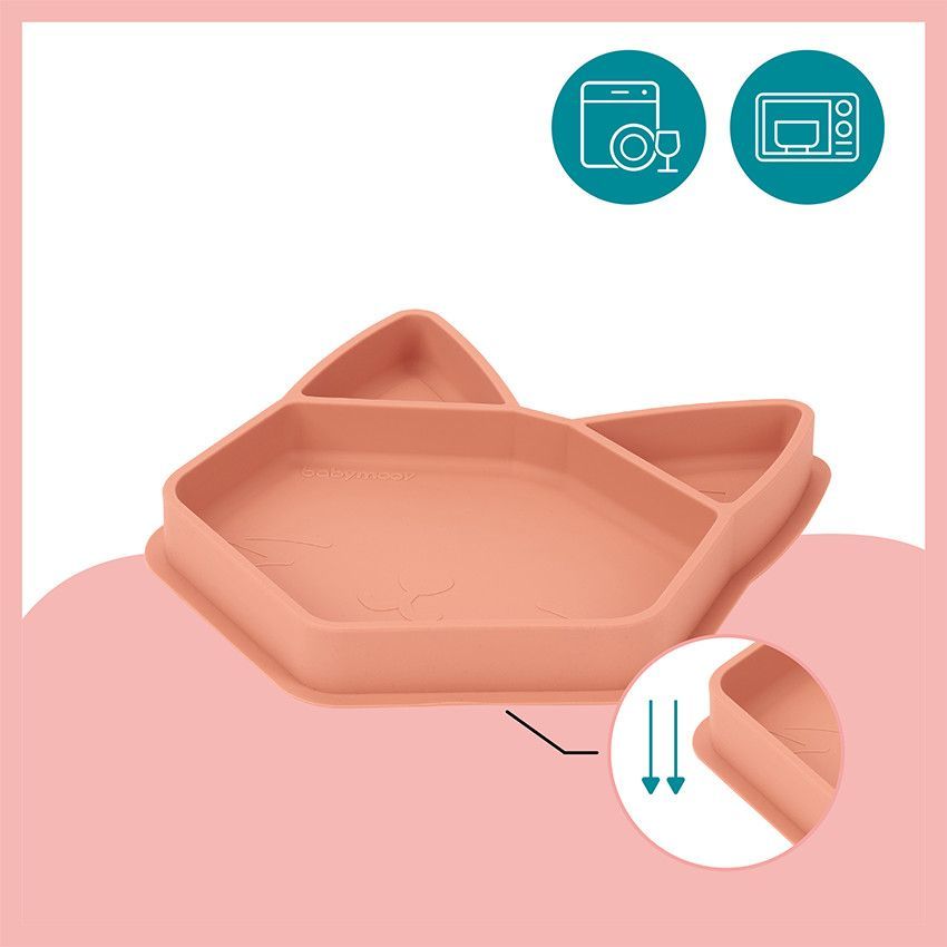 Assiette compartimentée en silicone ISY PLATE - Renard - Terracotta (Babymoov) - Image 4