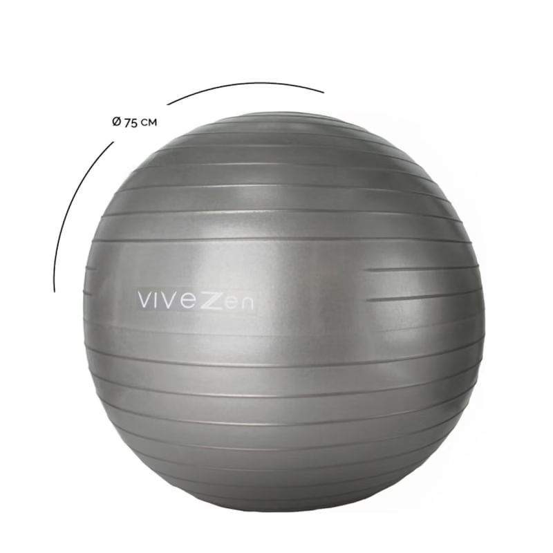 Ballon de yoga - 75 cm - gris (Vivezen) - Image 1