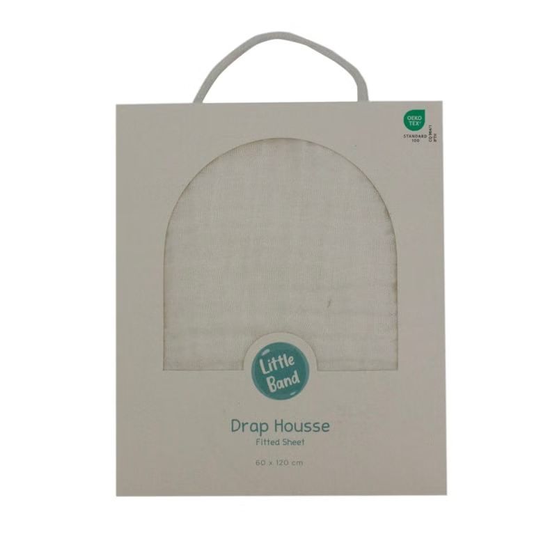 Drap housse 70x140 cm vanille double gaze de coton (Little Band) - Couverture