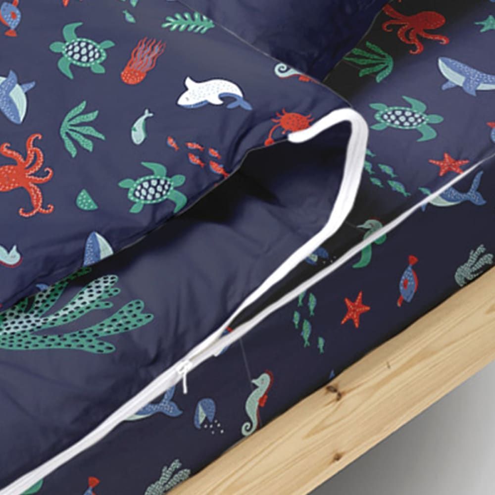 Parure de lit enfant caradou® sans couette motif océan 90x190cm (Bleu Câlin) - Image 2