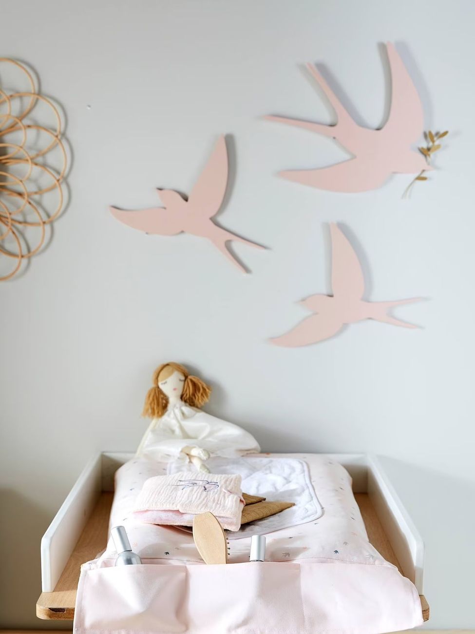 Lot de 3 hirondelles murales rose clair uni (Vertbaudet) - Couverture