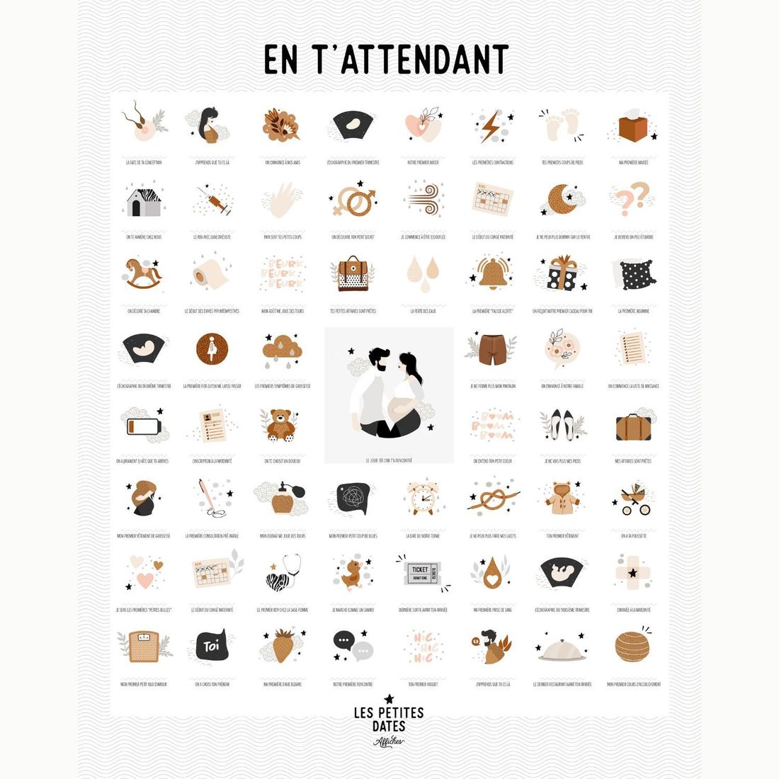 Affiche En t’attendant Originale claire Maman et Papa (40x50 cm) (Les Petites Dates) - Image 7