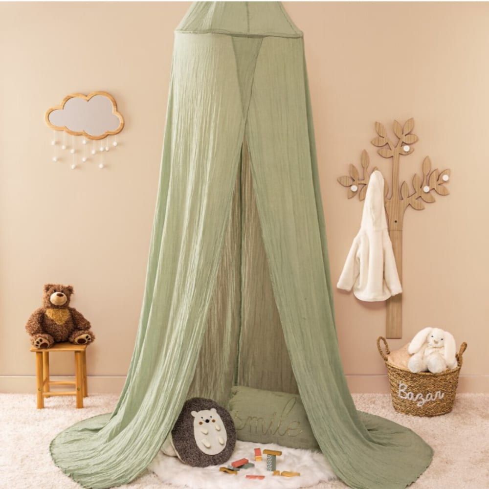Ciel de lit en double gaze de coton sauge 250x340 cm (Home Maison) - Image 1